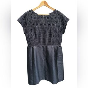 NWT Lafayette 148 New York Cotton+Silk Navy Blue Back Cutout Dress size 14